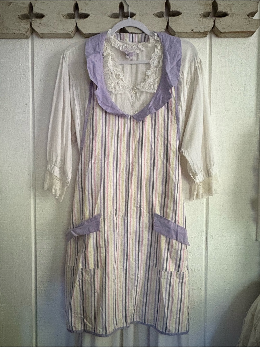 Vintage Lavender Strip Apron